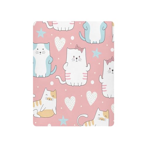Image of Cute Cat Crib Sheets Stretchy Portable Sheets for Baby Toddler Breathable Soft Crib Mattress Sheet for Girls Boys