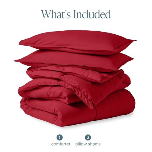 Image of Bare Home Comforter Set - Full Size - Goose Down Alternative - Ultra-Soft - Premium 1800 Series - All Season Warmth (Full, Red)
