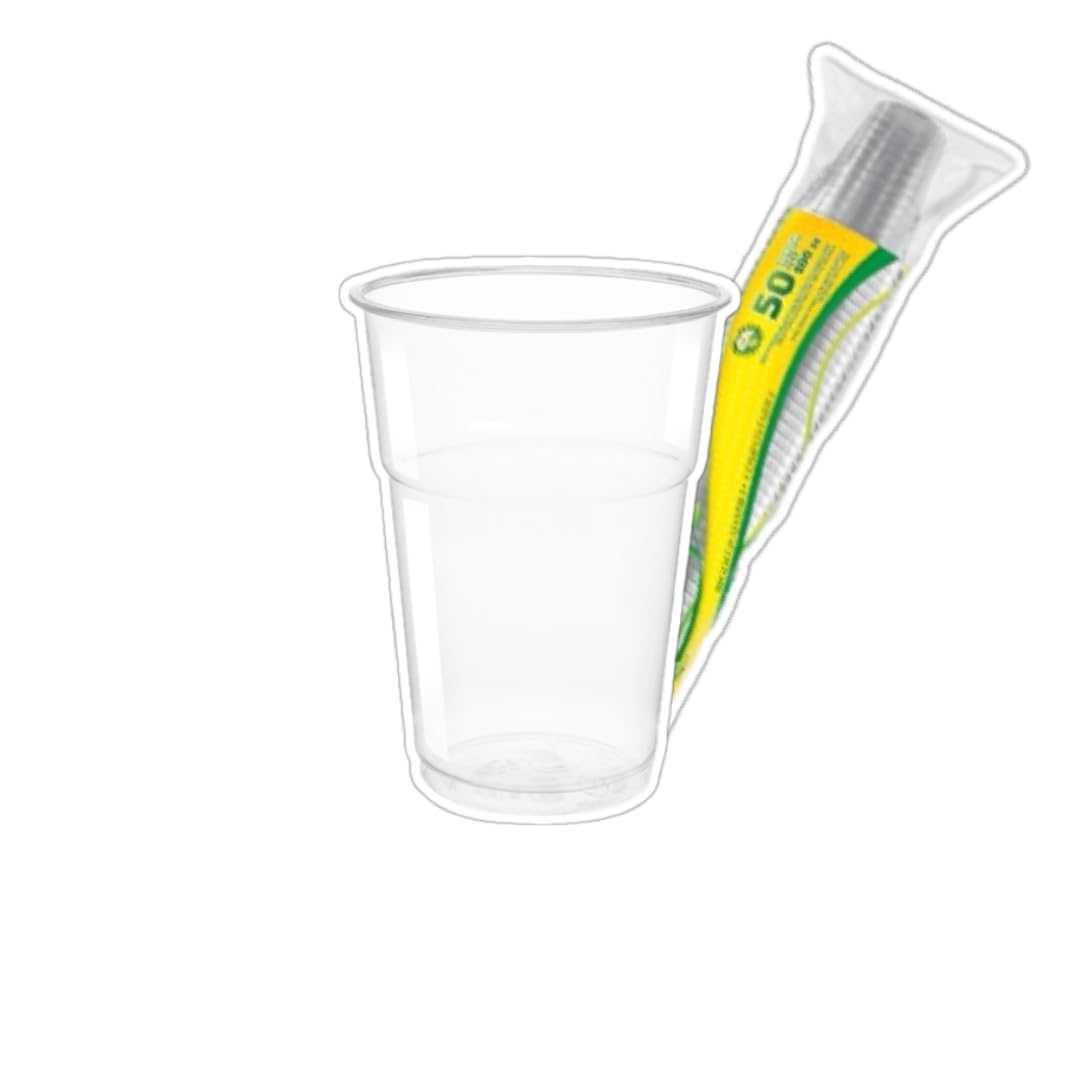 100 Pz Bicchiere Plastica PET 400cc (0,3 L alla Tacca 1/2 Pinta) + Coperchio Cupola con Foro Monouso
