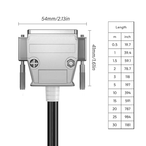 ZEPFJHE 50cm-30m Length 44Pin Extension Cable, Male Female Connectors DB44 Connection Cord Wire Date Line for Industrial Use