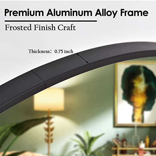 Image of HARRITPURE Round Mirror 15.7 Black Wall Mounted Circle Mirrors Vanity Mirror with Brushed Aluminum Alloy Frame Modern Decoration for Bathroom, Living Room, Vanity, Bedroom, Entryway