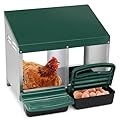 VINGLI Chicken Nesting Box, 2-Compartment Egg Nesting Boxes for Hens Roll-Out with Plastic Baskets, Chicken Coop Laying Box (Green)