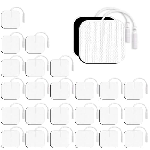 Image of TENS Unit Electrode Pads 2x2 inch - 26 Pack (13 Pairs) Reusable 50+ Uses, 2mm Pin Replacement Pads, High-Conductivity Carbon Film, Latex-Free Hydrogel, CE & RoHS Certified, for AUVON, TENS 7000, Etekcity