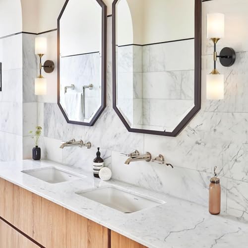 Image of SINOMAN Wall Light for Living Room Modern /Wall Lamps for Bedroom /for Living Room /Wall Lights for Home Decoration /Bedside Wall lamp (BLK Gold Double, with Bulb)