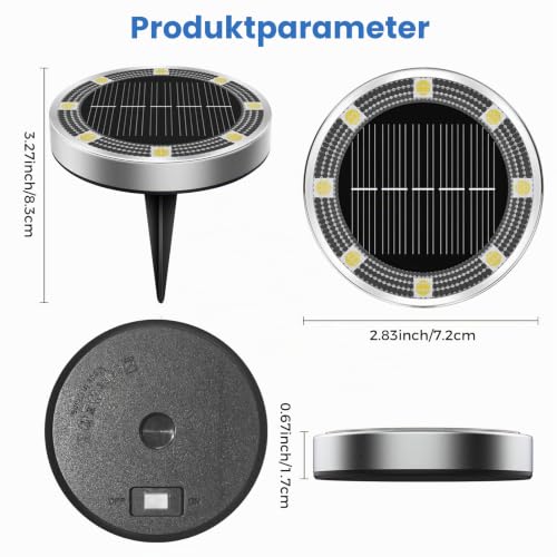 Peasur Solar Bodenleuchten Aussen, 4 Stück 8 LED Solarlampen für Außen Garten Wetterfest… – Ansicht 5