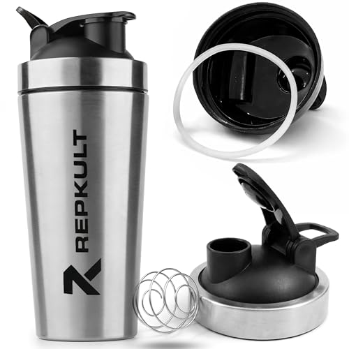 Image of Stainless Steel Gym Shaker Bottle 750 ml Silver for Protein Shake 100% Leakproof Guarantee Pre Workout Sipper Bottle with Measurement