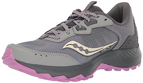 Saucony Women's Aura Tr Sneaker, Fossil/Grape, 9