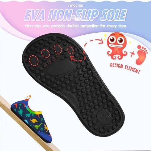 APOLTER Baby Boys and Girls Swim Water Shoes Barefoot Aqua Socks Non-Slip for Beach Pool Toddler Kids — view 4