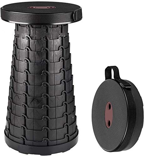 PADOMUpgrade Version Portable Telescoping Stool Retractable, Bearing 180KG, Hight Adjustable Easily, Folding Stool for Garden Camping Stools Fishing Hiking Traveling BBQ, Patent design (BLACK)