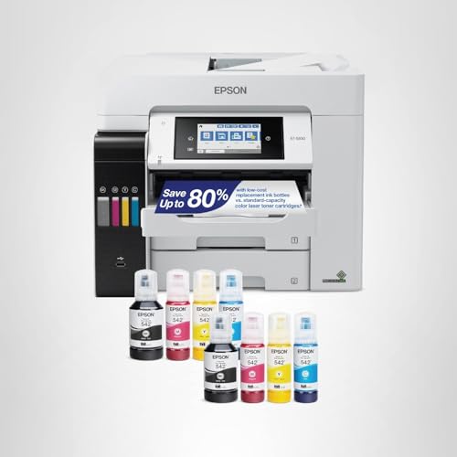 Epson-EcoTank-Pro-ET-5850-Wireless-Color-All-in-One-Supertank-Printer-with-Scanner-Copier-Fax-and-Ethernet-White Epson EcoTank Pro ET-5850 Wireless Color All-in-One Supertank Printer with Scanner, Copier, Fax and Ethernet, White - Image 1