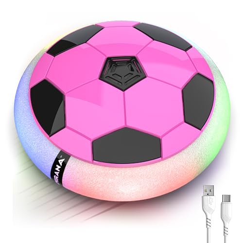 Image of Mirana Air Football Smart Toy for Kids | 3-Mode USB Type-C Rechargeable Hover Ball | Indoor Electric Hoverball with LED Lights | Birthday Gift for Boys & Girls 2 3 4 5 6 7 8 9 10 Years (Pink)