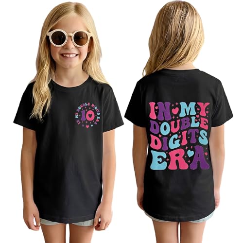 Image of IZYJOY in My Double Digits Era Shirts Girls 10th Birthday T-Shirts 10 Years Old Birthday Party Short Sleeve Summer Tee Tops