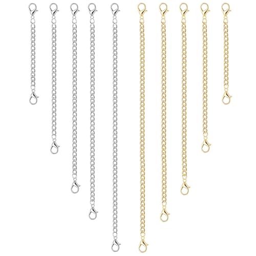 FLOYEUML 18K Gold and Silver Plated Necklace Extenders for Necklaces 10 Pcs 2 3 4 5 6 Delicate Necklace Extender Necklaces Chain Set for Women Jewelry Making