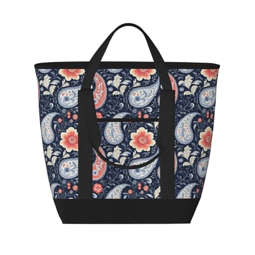 Sacs de courses isolants style cachemire chic, grand cabas de transport thermique