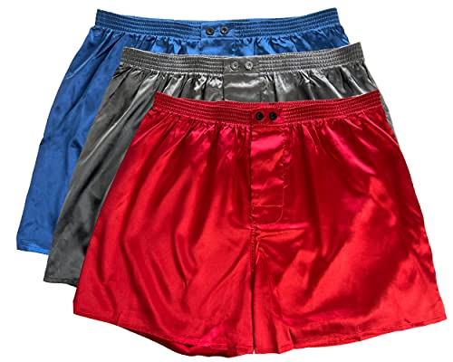 Mens Satin Boxers Shorts Silk Pajama Shorts Sexy Lounge Underwear with Button Fly4