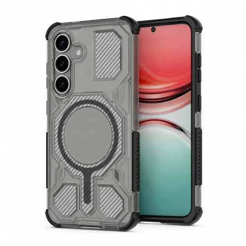 Image of MagPro Armor Grip Case for Samsung Galaxy S25 | Strong MagSafe Compatible Cover, Rugged Hybrid Protection, Hard PC Back, Soft TPU Bumper, Shockproof, Scratch Resistant | Black