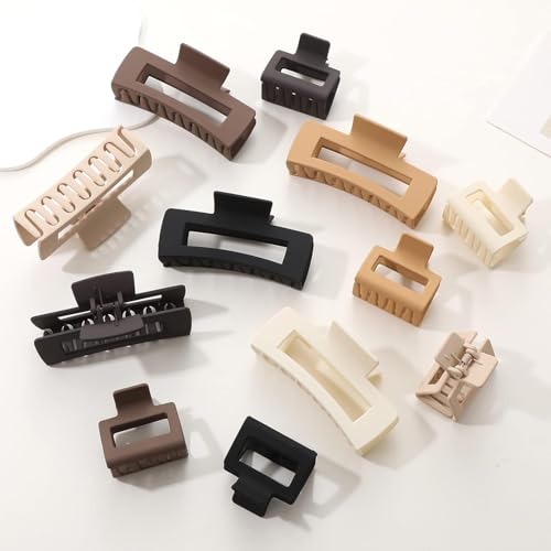 Image of ANNA CREATIONS 12 Pcs Korean Fashion Matte Hair Claw Clips Strong Hold Hair Clutcher for Thick & Thin Hair Accessories for Women & Girls