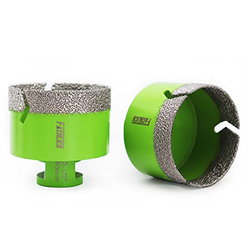 Image of Diamond Core Drill Bit,2pcs Diameter 2-1 /2 inch 65mm Thread 5 /8-11,Vacuum Brazed Dry Wet Hole Saw for Porcelain Tile,Granite,Marble,Concrete,Masonry,Brick