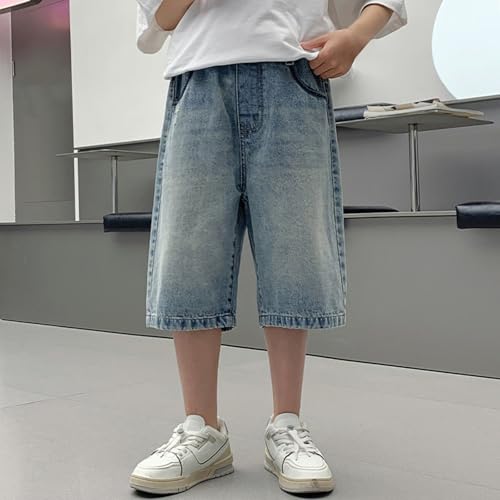 Boys Denim Shorts High Waist Straight Leg Washed Jean Shorts with Pockets Lightweight Comfort for Teen Y2K Streetwear4