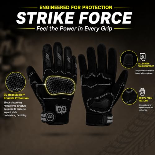 Image of BADOWL Hexa Bike Riding Gloves - Full Knuckle Protection, Anti-Slip