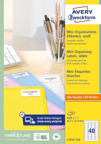 Étiquettes adhésives Avery 45,7x25,4mm personnalisables pour laser