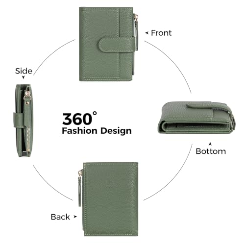 Purses for Women Small Women Wallets Soft Leather Ladies Purse Card Holder with Zipper Coin Pocket and Multiple Card Slots, Green - Image 4