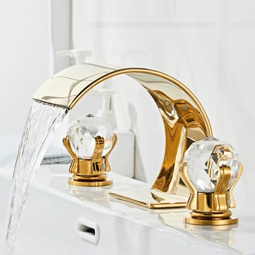 Mitigeur cascade de salle de bain double poignée laiton gris