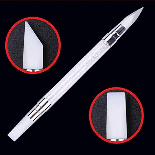 Nail Pens 14cm Dual-Ended 2 Ways Silicone Nail Art Sculpture Pen 3D Carving DIY Manicure Dotting Brush Nail Embossing Pen for Nail Art