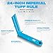 OX Tools Pro 24 Inch Cyan Imperial Tuff Construction Ruler with 3 Quick Measure Sections & Easy Angle Finder