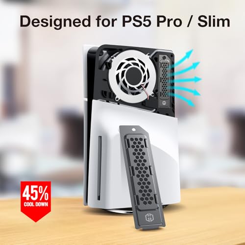 Image of GRAUGEAR Metal Heat Dissipation Cover for PS5 Pro PS5 Slim M.2 SSD Expansion Slot | Fit for PS5 NVMe SSD w /Heatsink | New Breathable Cellular Hole | Cooling and Dust Proof | Black (PS5 Pro /Slim)