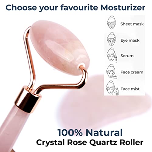 Image of (ROSE) Roller & Gua sha. For facial massager, under eye Dark circles, beauty treatment, puffy eyes, Eye roller and Blood flow.