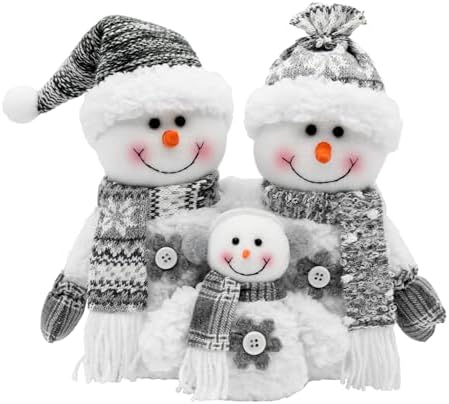 Christmas Snowman Decorations Indoor- Grey Stuffed Snowman Plush ...