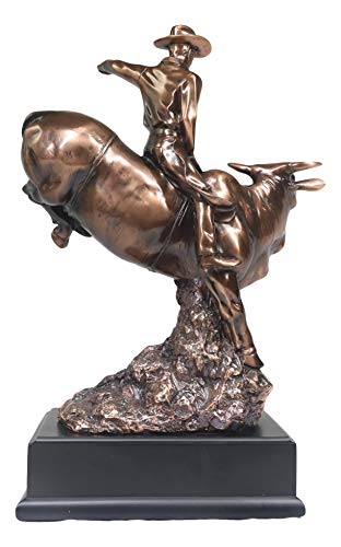 Estatua grande de vaquero montando toro en estilo rústico western miniatura 4