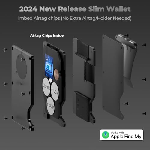 Air Wallet, Built-in Tracker Slim Wallet, Smart Wallet with Money Clip, Compatible with FindMy Network(iOS Only), Anti-Theft Card Holder, *Gift for Men (Tracker Wallet, Black)2