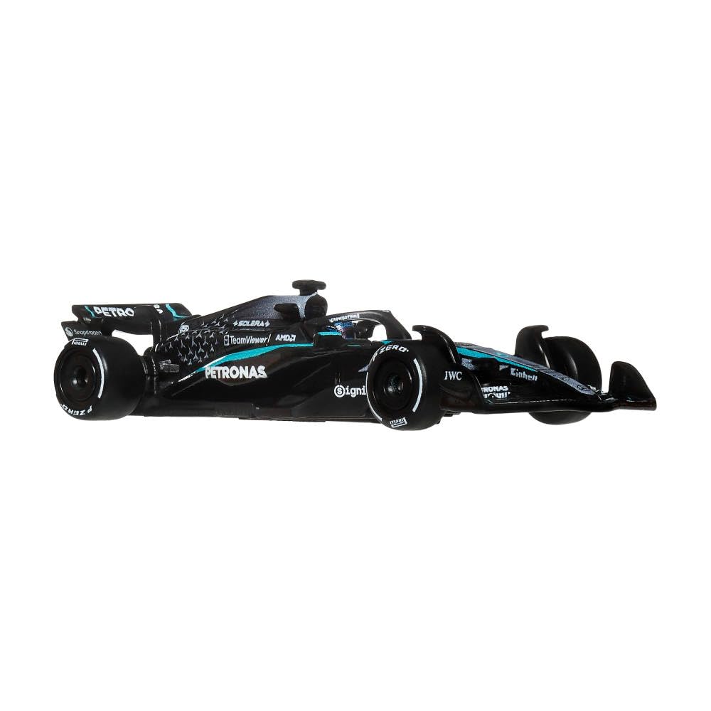Hot Wheels Premium Formula 1 Mercedes-Benz George Russell #63 auto da corsa collezionabile scala 1:64 telaio metallo pneumatici Real Riders