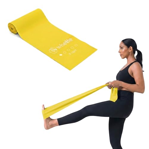 Image of WiseLife Professional Latex Resistance Band (Light) - 100% Natural Latex for Stretching, Strength Training, Warm-Up, Yoga & Home Workouts (Yellow)