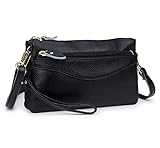 Women Crossbody Bag Cell Phone Clutch Wallet Purse Shoulder Strap Mini Handbag (Black)