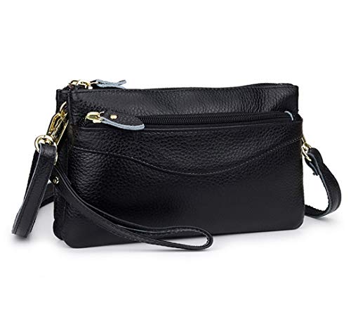 Women Crossbody Bag Cell Phone Clutch Wallet Purse Shoulder Strap Mini Handbag (Black)