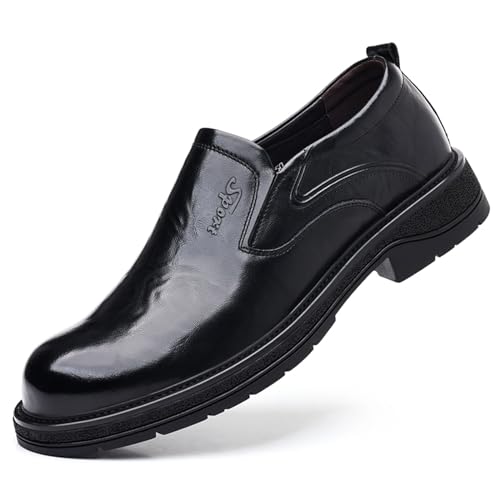 Men's Genuine Leather Slip-On Dress Shoes Thick Sole Casual Business Formal Penny Loafers Shoes