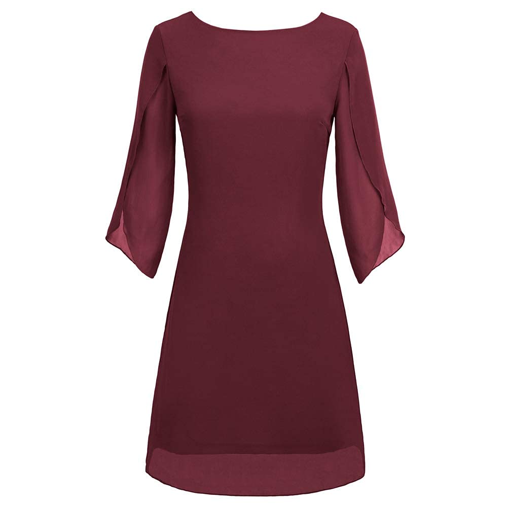 GRACE KARIN Abito Donna Vestito Elegante Chiffon Manica Corta Casual in Girocollo