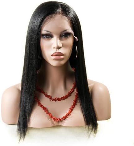 Indian Yaki Glueless Straight Human Hair Full Lace Wig (20", #1B)