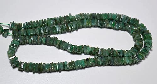 Perles émeraude naturelle 4x5mm heishi : fil de pierres naturelles vertes pour création bijoux