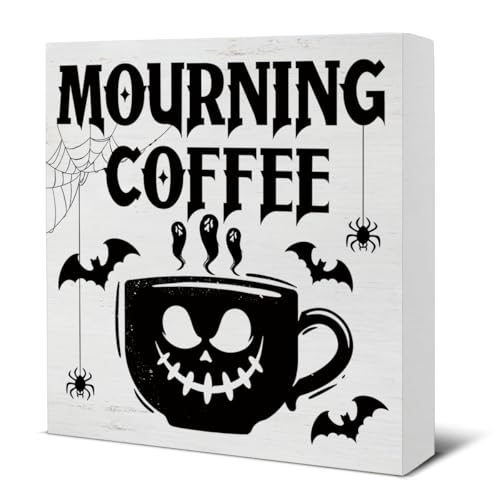 Halloween Decorations Halloween Kitchen Decor Mourning Coffee Wooden...