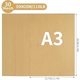 A3 300gsm karton Kraft Brązowy, 30 arkuszy papieru budowlanego, 110 lb