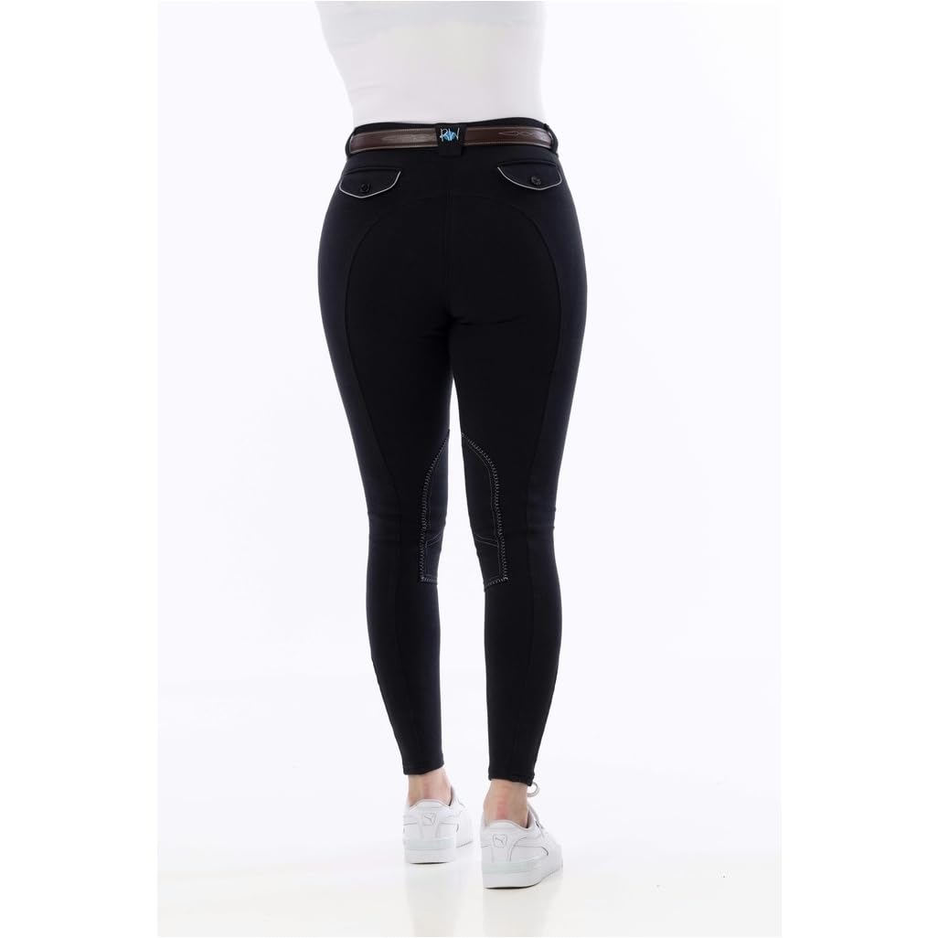 RIDING WORLD - Pantalon d'équitation pour femmes et enfants Alexandrie | Pantalon de cavalier avec renforts en tissu aux genoux | avec poches avant | Legging d'équitation en six couleurs | Vêtement