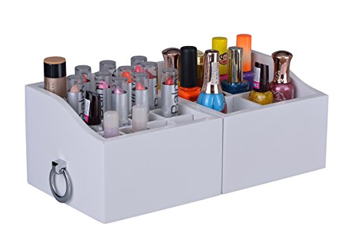 elbmöbel Boîte de rangement à bijoux pour maquillage et bijoux Organiseur en bois Boîte à bijoux pour maquillage et rouge à lèvres extensible Cover