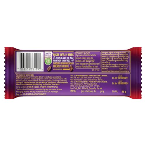 Image of Cadbury Dairy Milk Silk Fruit & Nut Chocolate Bar,55 g (Pack of 18)