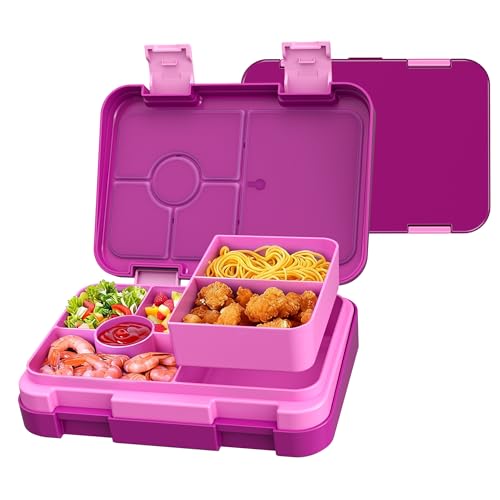 MSSWFSG Bento Lunch Box for Kids, 6 Compartments BPA Free, Dishwasher Safe Back to School Snack Bento Lunch Containers Boxes, Ideal Portion Sizes for...