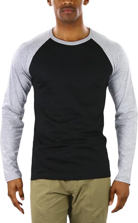 Image of Men's Henley Shirts Raglan Long Sleeve Casual Slim Fit Lightweight Fashion T-Shirts