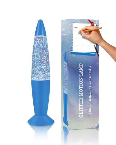 Image of Vanful 13 Inches Blue Glitter Lamp with Hexagonal and Pentagonal Sparkles Large Adored by Adults and Kids for Years, Glitter Blue Night Light for Boys Girls Bedroom Office Decor, Relaxing